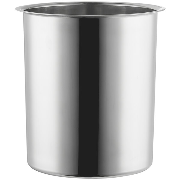 A stainless steel bain marie pot with a 12 quart capacity.