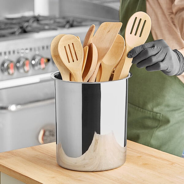 Choice 6 Qt. Stainless Steel Bain Marie / Utensil Holder - 6/Case