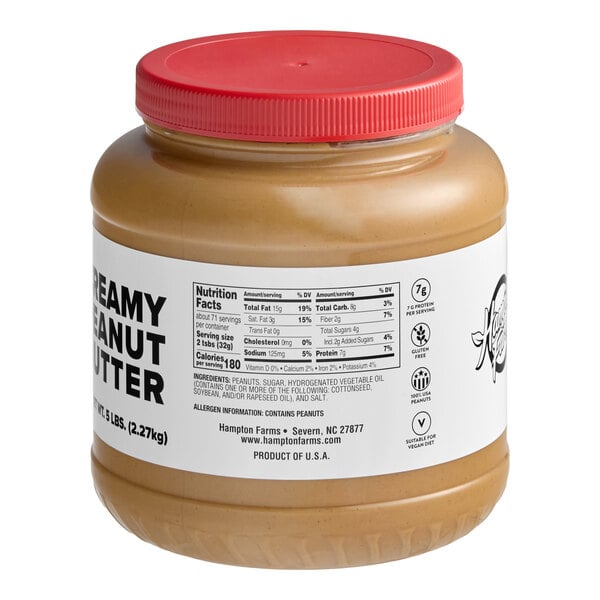 Hampton Farms Creamy Peanut Butter 5 lb. - 6/Case