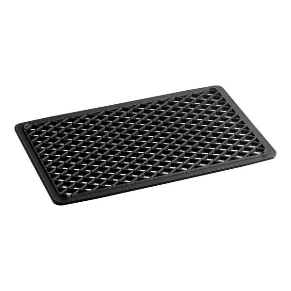 A rectangular, non-stick cast aluminum double-sided diamond grill tray designed for half size combi ovens.