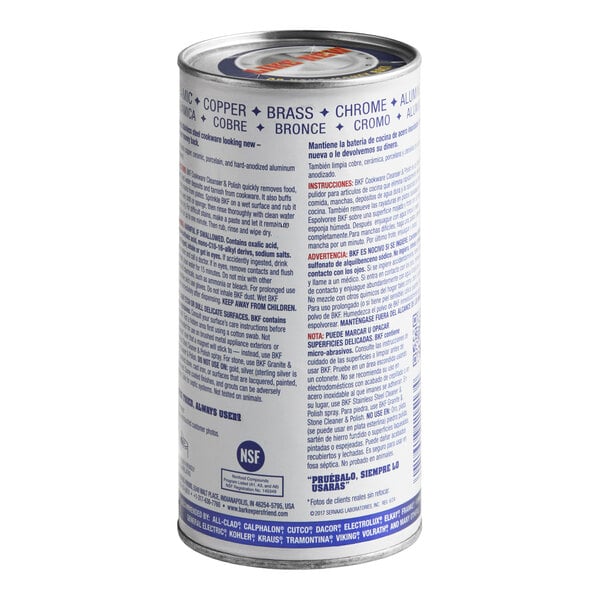 A cylindrical 12 oz. can of Bar Keepers Friend Superior Cookware cleansing and polishing powder.