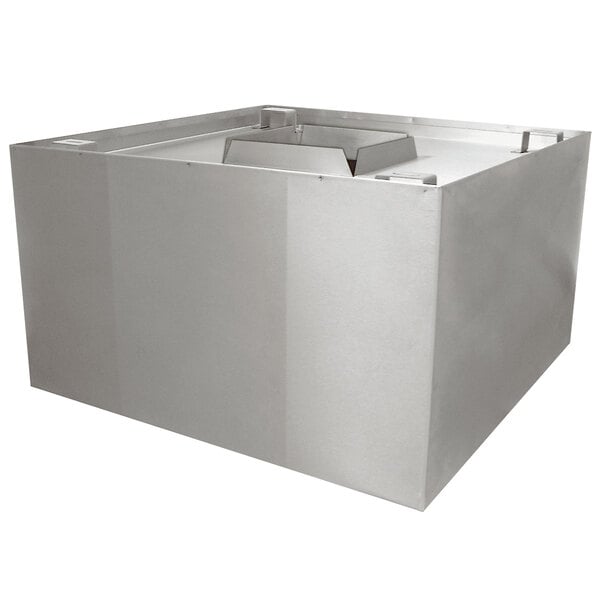 An Advance Tabco stainless steel condensate hood with a square top.