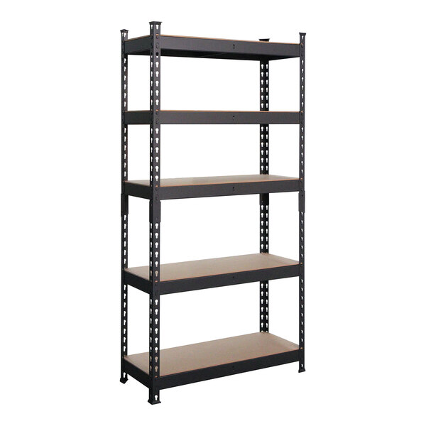 AR Shelving 30" x 12" x 60" Black Label Edition Heavy-Duty 5-Shelf Boltless Rivet Fiberboard Shelving Unit TRCD18507KFUS0I