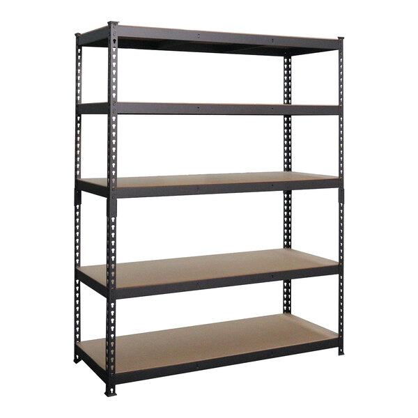 AR Shelving 48" x 18" x 72" Black Label Edition Heavy-Duty 5-Shelf Boltless Rivet Fiberboard Shelving Unit TRCD18509KFUS0I