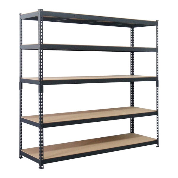 AR Shelving 60" x 18" x 72" Black Label Edition Heavy-Duty 5-Shelf Boltless Rivet Fiberboard Shelving Unit TRCD18511KFUS0I