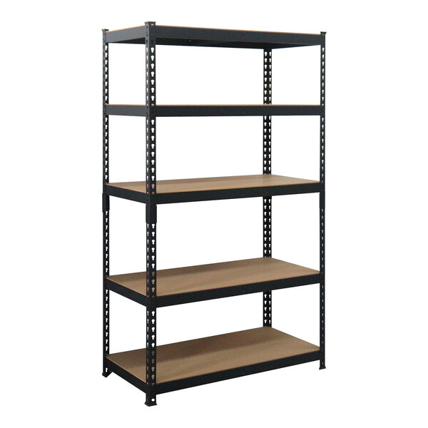 AR Shelving 36" x 18" x 72" Black Label Edition Heavy-Duty 5-Shelf Boltless Rivet Fiberboard Shelving Unit TRCD18508KFUS0I