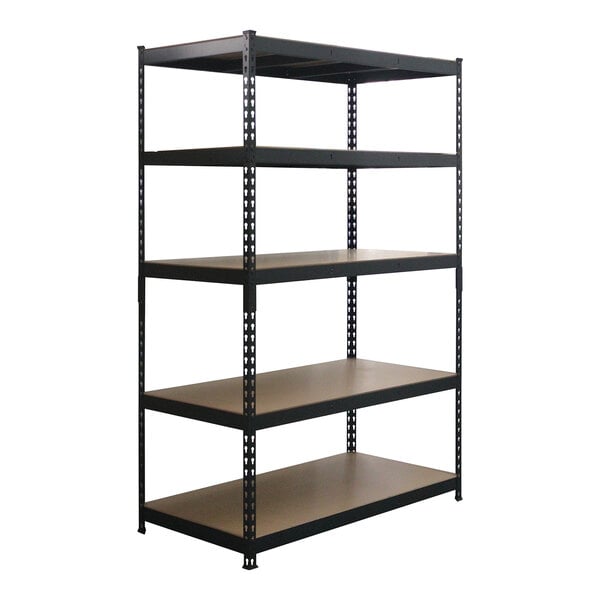 AR Shelving 48" x 24" x 72" Black Label Edition Heavy-Duty 5-Shelf Boltless Rivet Fiberboard Shelving Unit TRCD18510KFUS0I