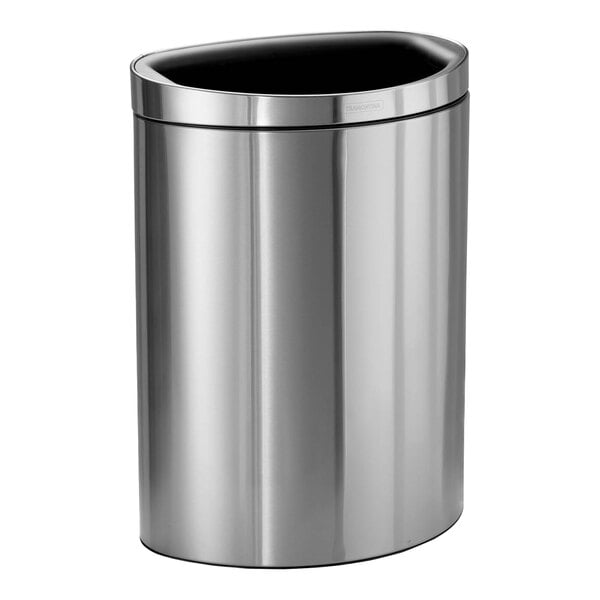 Tramontina 81200/536 13 Gallon Stainless Steel D-Shape Indoor Decorative Trash Can with Open Top Lid