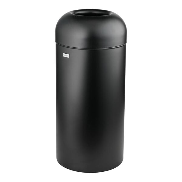 Tramontina 81200/024 18 Gallon Matte Black Stainless Steel Round Indoor Decorative Trash Can with Open Dome Lid