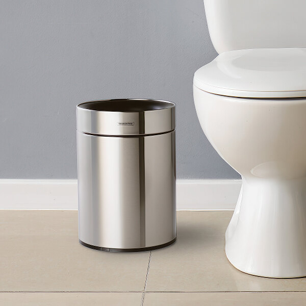 Tramontina 81200/018DS 2 Gallon Stainless Steel Round Wastebasket