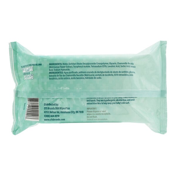 A package of WipesPlus 80-count unscented alcohol-free hypoallergenic baby wipes.