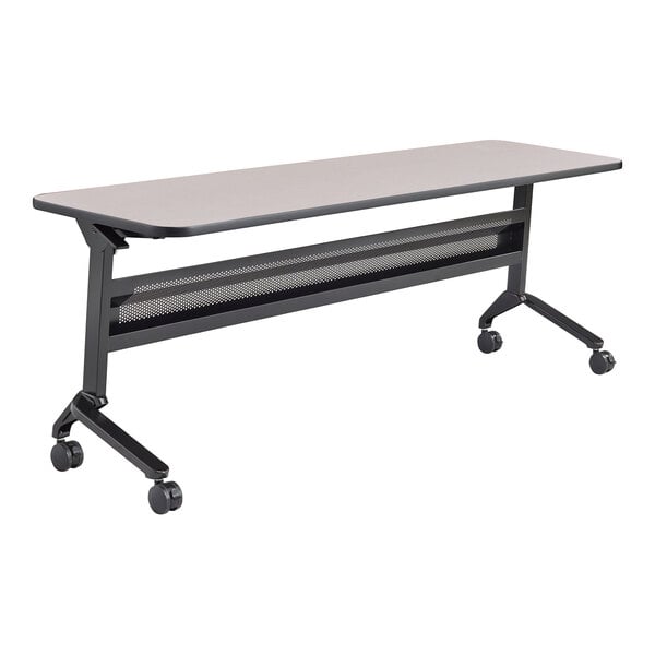 Safco 24" x 72" Flip-N-Go Folkstone Laminated Rectangular Top Seminar Table with Black Base