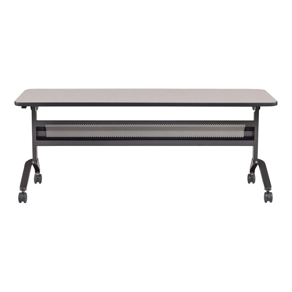 Safco 24" x 72" Flip-N-Go Folkstone Laminated Rectangular Top Seminar Table with Black Base