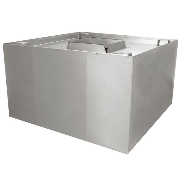 An Advance Tabco stainless steel condensate hood with a square top.