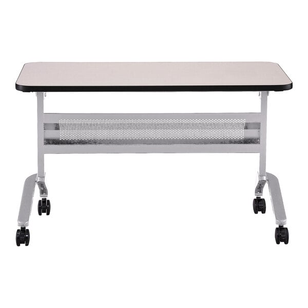 Safco 24" x 48" Flip-N-Go Folkstone Laminated Rectangular Top Seminar Table with Silver Base