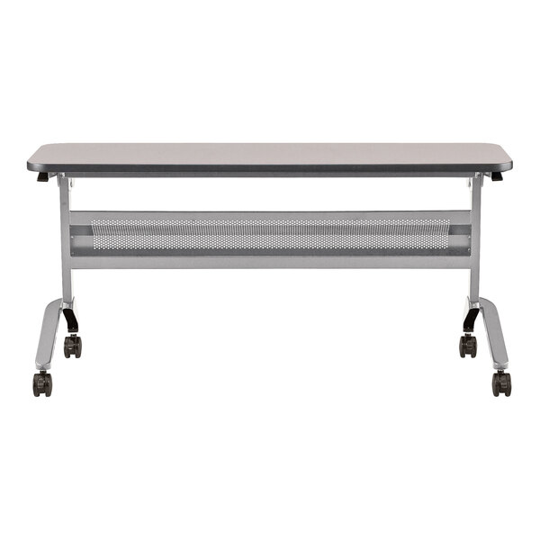 Safco 18" x 60" Flip-N-Go Folkstone Laminated Rectangular Top Seminar Table with Silver Base