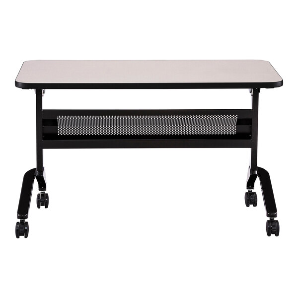 Safco 24" x 48" Flip-N-Go Folkstone Laminated Rectangular Top Seminar Table with Black Base