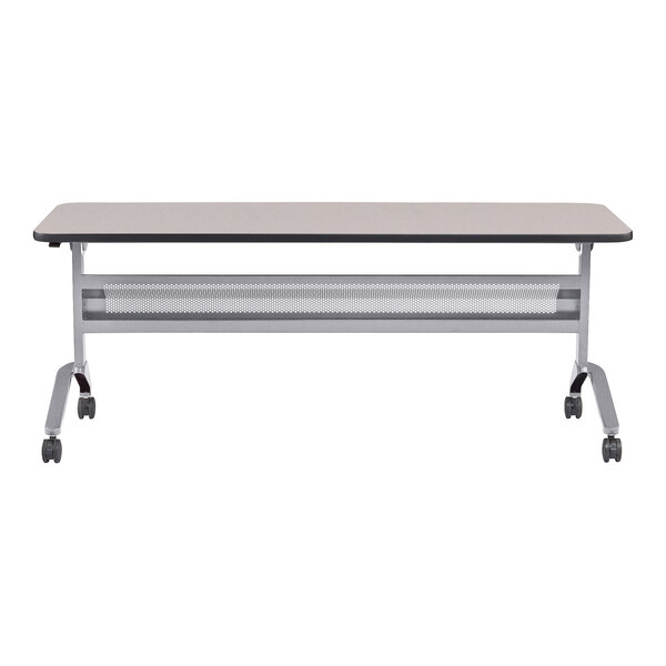 Safco 24" x 72" Flip-N-Go Folkstone Laminated Rectangular Top Seminar Table with Silver Base
