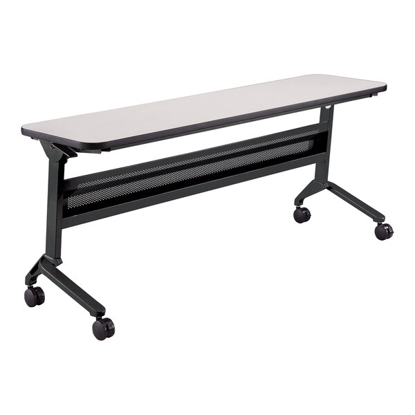 Safco 18" x 72" Flip-N-Go Folkstone Laminated Rectangular Top Seminar Table with Black Base