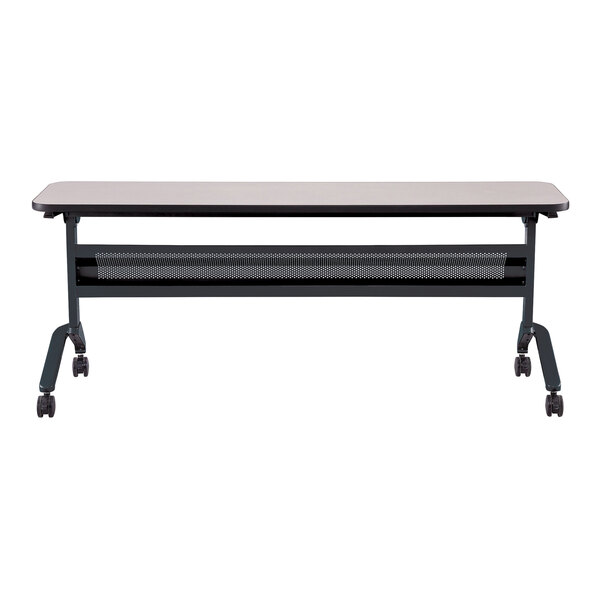 Safco 18" x 72" Flip-N-Go Folkstone Laminated Rectangular Top Seminar Table with Black Base