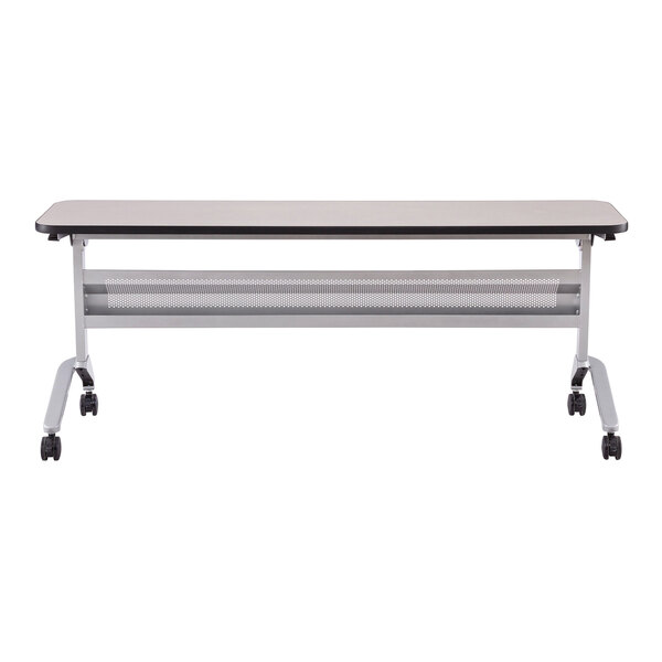 Safco 18" x 72" Flip-N-Go Folkstone Laminated Rectangular Top Seminar Table with Silver Base