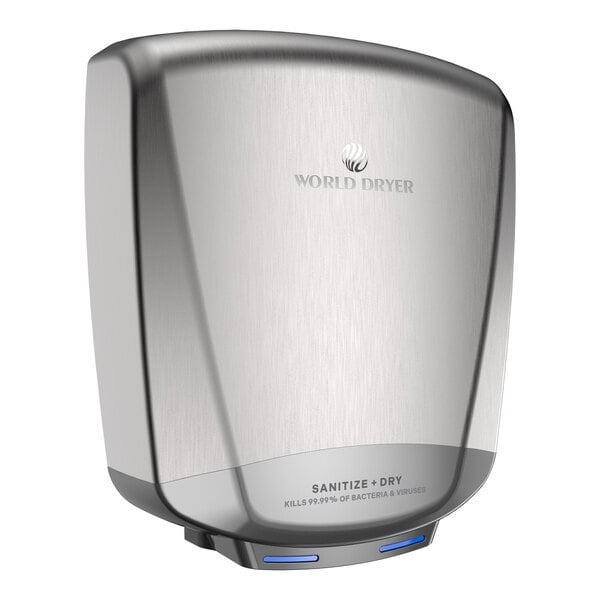 World Dryer SANITIZE + DRY S-773A Stainless Steel Automatic Surface-Mount Sanitizing Hand Dryer - 120-277V, 950-1,150W