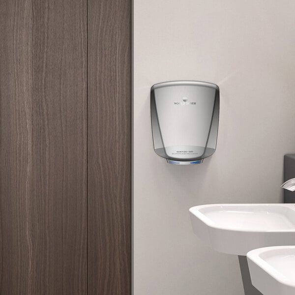 World Dryer SANITIZE + DRY S-773A Stainless Steel Automatic Surface-Mount Sanitizing Hand Dryer - 120-277V, 950-1,150W