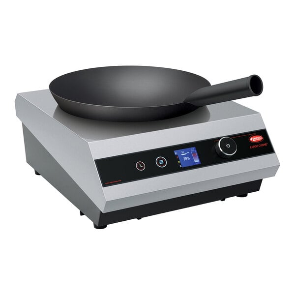 Hatco IRNG-WOKC-30 Countertop Induction Wok Range with Carbon Steel Pan and 6-20P Plug - 208/240V, 3,000W