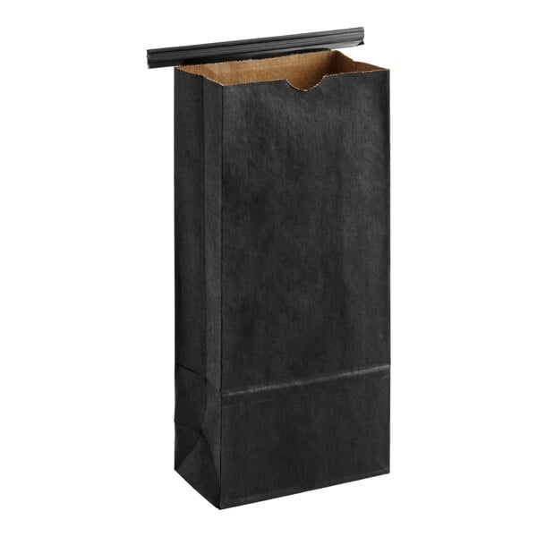 Choice 1 lb. Black Paper Coffee Bag with Reclosable Tin Tie - 1,000/Case