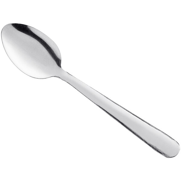 A stainless steel teaspoon with a simple, smooth handle design.