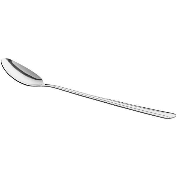 A stainless steel iced tea spoon with a long handle and a medium-sized bowl.
