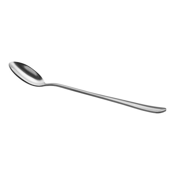 A stainless steel iced tea spoon with a long handle and a rounded bowl.