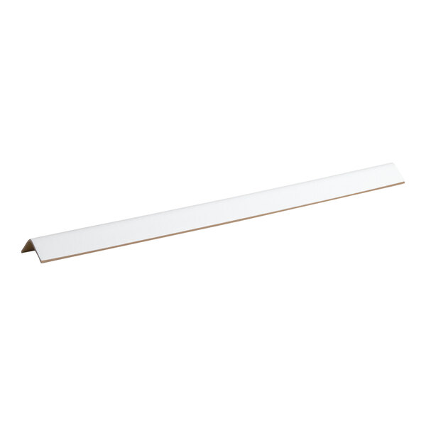 A white cardboard edge protector measuring 3 inches by 3 inches by 36 inches.