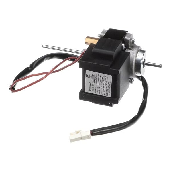 A Turbo Air Refrigeration D300910 fan motor with attached wiring and connector.