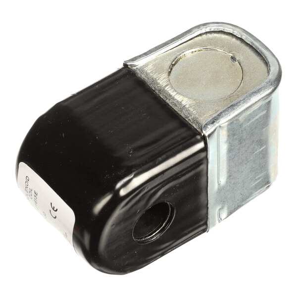 A metal and plastic 24V coil component for electrical or mechanical equipment.