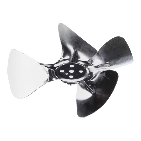 A metal fan blade for Turbo Air refrigeration units.