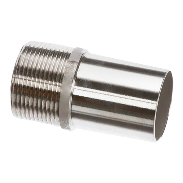 A metal pump inlet nipple with a threaded end and a smooth cylindrical end.