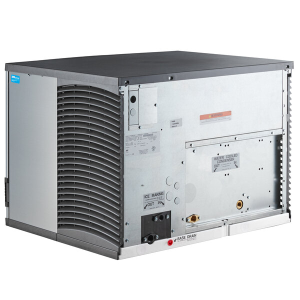 A commercial water-cooled ice machine designed for producing full dice cube ice.