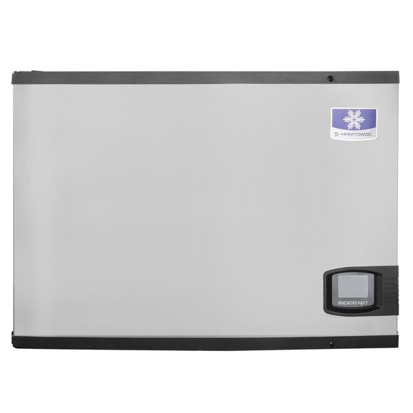 A commercial Manitowoc air-cooled full dice cube ice machine with a stainless steel exterior.