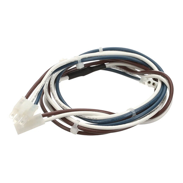 A coiled harness assembly with white, blue, and brown wires and plastic connectors, designed for use with a Wilbur Curtis Alpha-3D warmer.