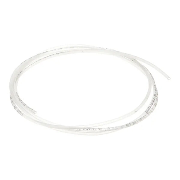 A coil of clear polyethylene tubing with a 1/8 inch diameter.