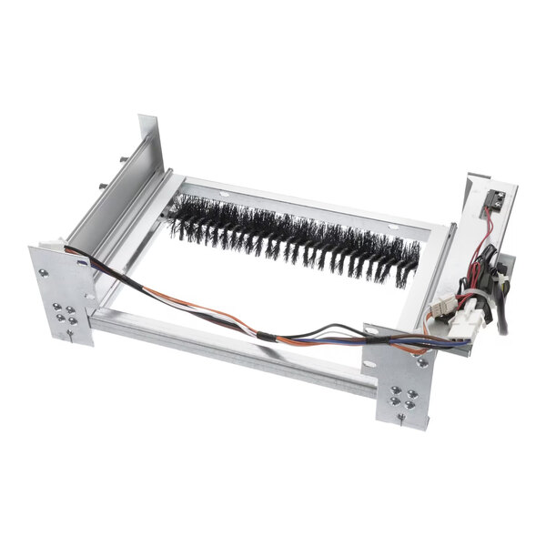 A Turbo Air Refrigeration P0100F1890 condenser cleaner assembly with a metal frame, brush, and attached wiring.