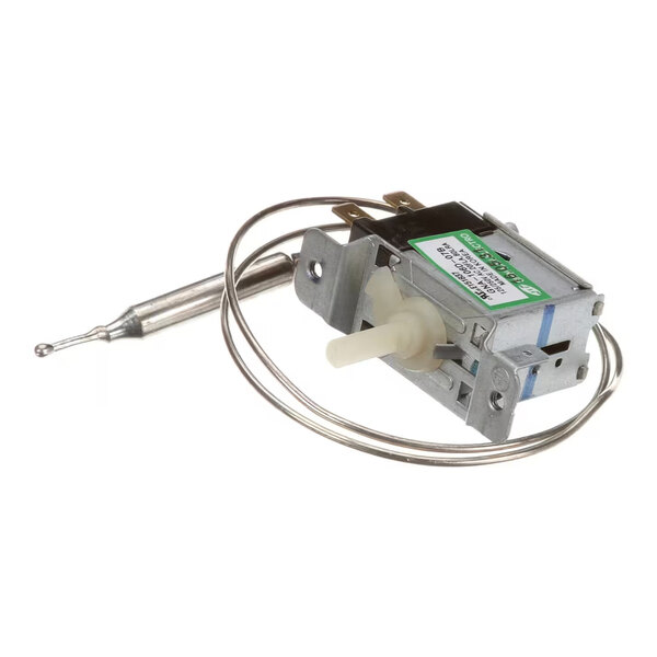 A Turbo Air Refrigeration 30283M0900 thermostat with a metal sensing probe and attached capillary tube.