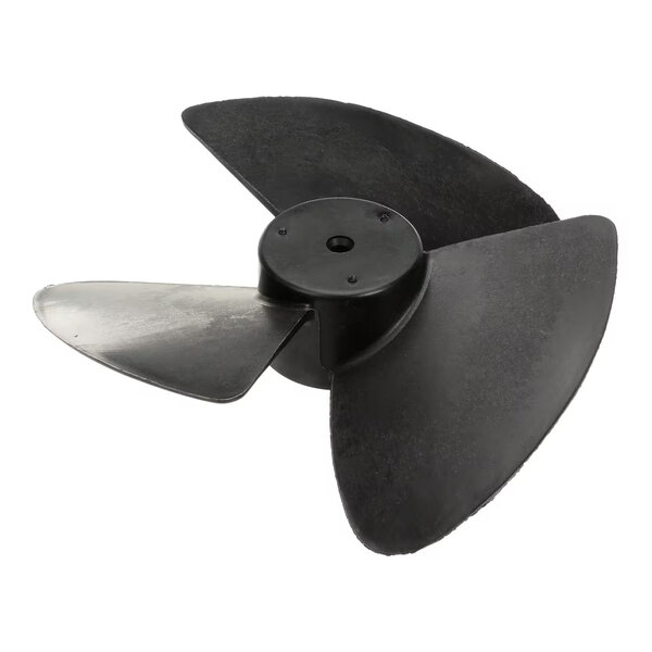 A three-blade metal fan blade for refrigeration units.