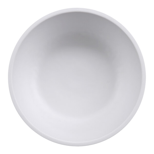 A round gray melamine soup or salad bowl with a 15 oz. capacity.