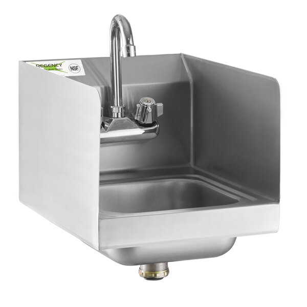 SINK HAND 9X9X5 W/FAUCET 304SS, W/STRNR-SIDE SPLSH