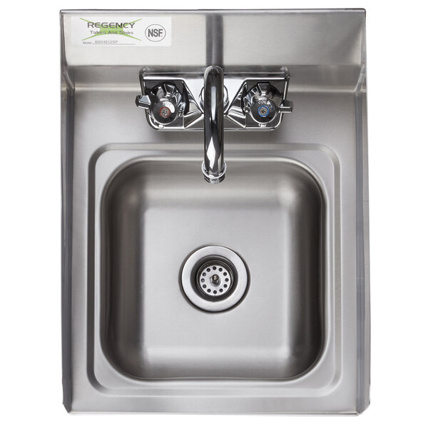 SINK HAND 9X9X5 W/FAUCET 304SS, W/STRNR-SIDE SPLSH