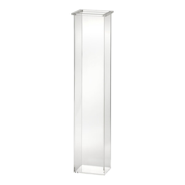 A tall, clear, rectangular acrylic ice core insert designed for use with buffet display items.