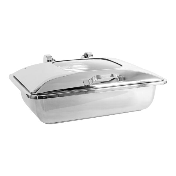 Smart Buffet Ware Smart W by Front of the House 8.5 Qt. Rectangle Induction Chafer with Tempered Glass Lid and Stainless Steel Food Pan BCH013MSS18