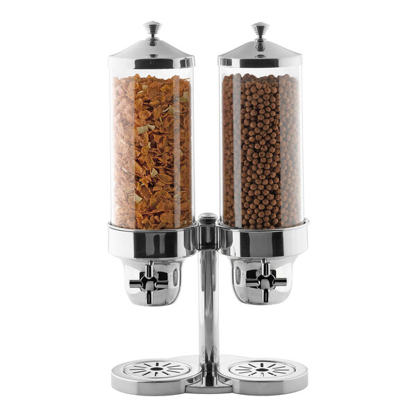 Smart Buffet Ware Odin by Front of the House 2 Gallon Stainless Steel Double Canister Dry Food Dispenser BDI020MUM18